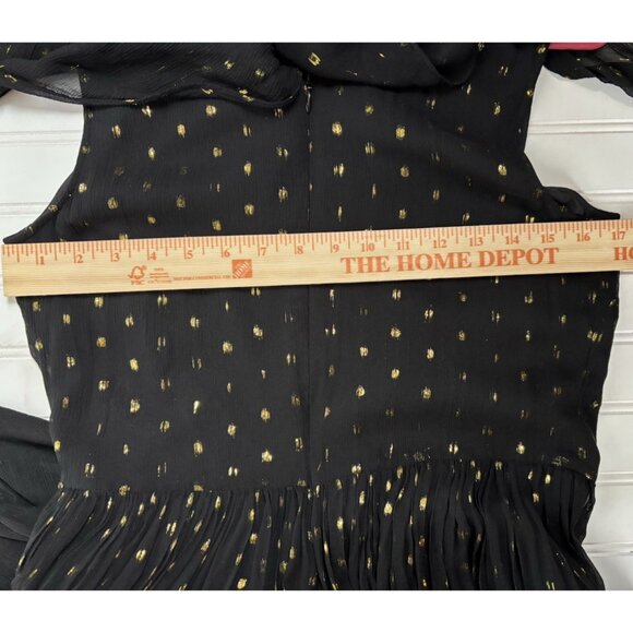 Rebecca Minkoff Gown Womens 10 Silk Gold Dot Ethereal Black Quiet Luxury NY Eve - Picture 10 of 11
